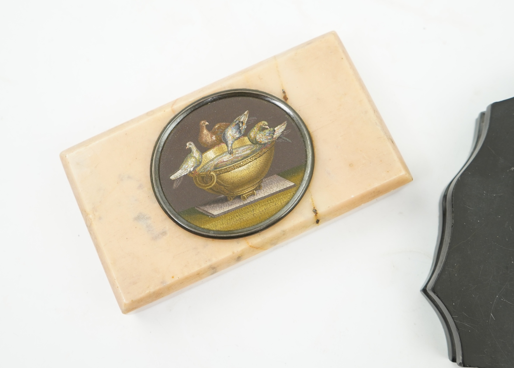 Two 19th century Italian Grand Tour micro-mosaic 'Doves of Pliny' paperweights
